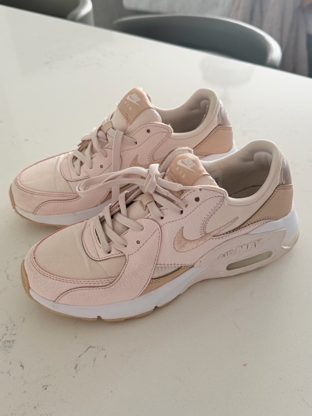 Nike Women’s Air Max Sneakers in Blush Pink and Tan Accents